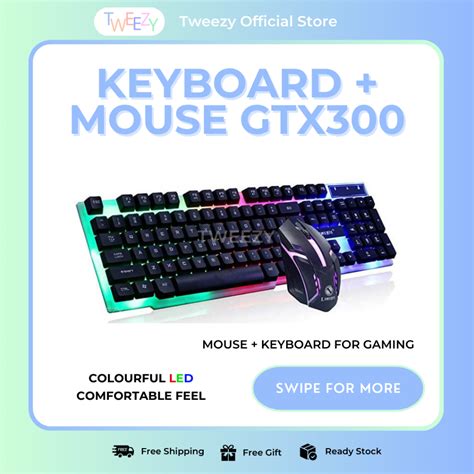 Jual Paket Keyboard Gaming Dan Mouse Set GTX300 Suspension Keycaps