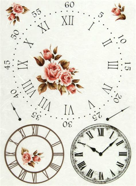 Rice Paper For Decoupage Decopatch Scrapbook Craft Sheet Clock And Roses Ebay