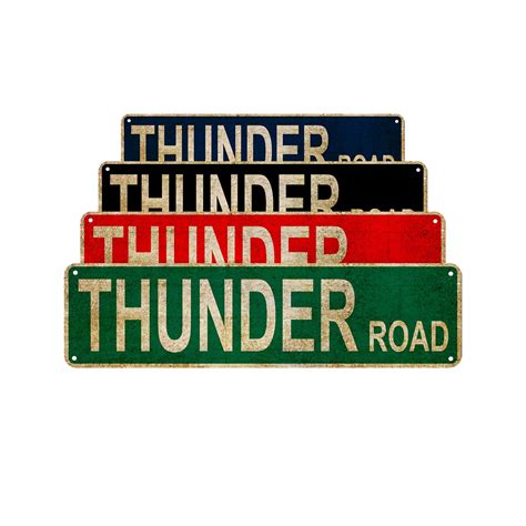 Thunder Road Street Sign Rustic Vintage Retro Metal Decor Etsy