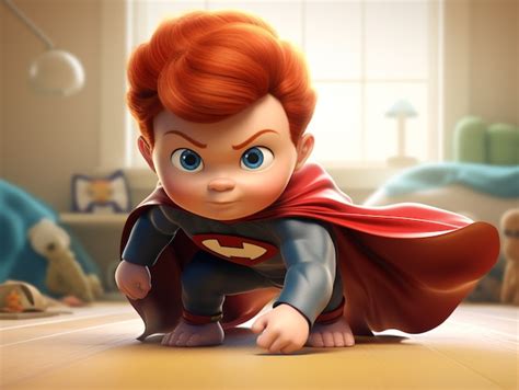 Portrait en 3D d un adorable garçon de dessin animé Image générée à