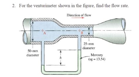 Solved For The Venturimeter Shown In The Figure Find The Chegg