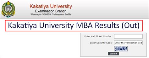 Kakatiya University MBA Results 2024 Link OUT All Semester KU MBA