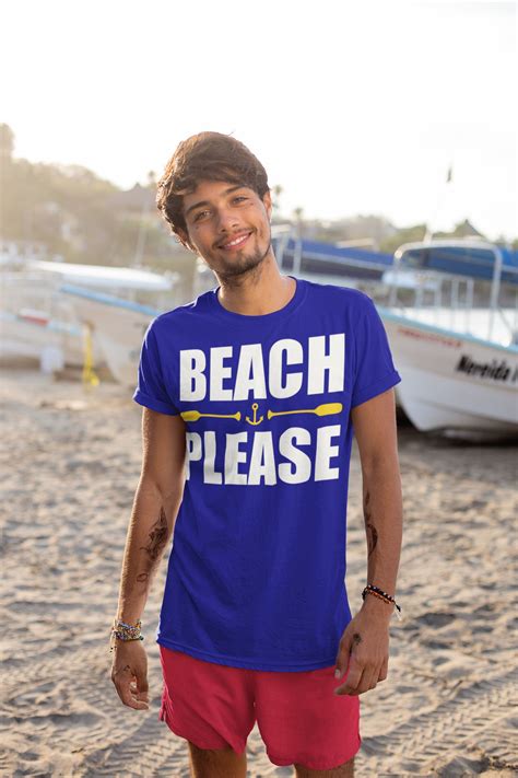 Men's Funny Beach Please T Shirt Nautical Shirts Oars Beachy Tee Funny ...