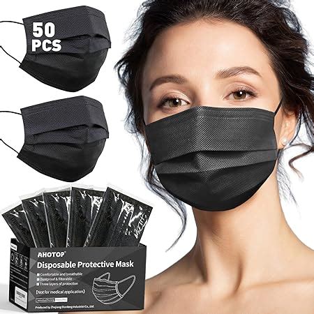 Amazon Black Disposable Face Masks Pack Layer Individually