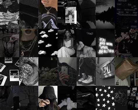 Black Wall Collage Kit Black Wall Collage Dark Aesthetic Etsy