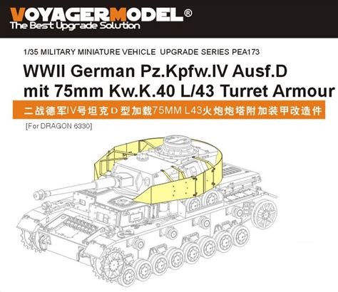 1 35 WWII German Pz Kpfw IV Ausf D Mit 75mm Kw K 40 L 43 Turret Armour