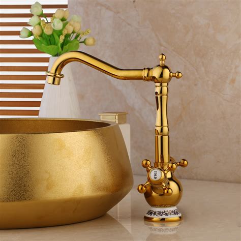 Vintage Gold Bathroom Dual Handle Faucet Royal Toiletry Global