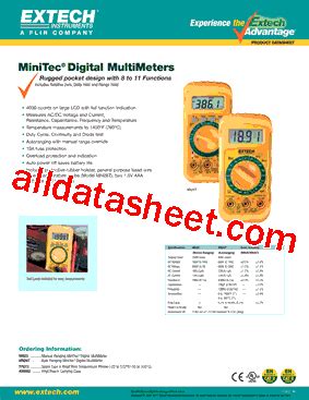 Mn T Datasheet Pdf Extech Instruments Corporation