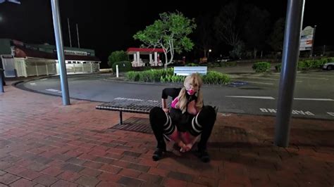 Flashing And Anal Fucking A Foot Dildo In Public