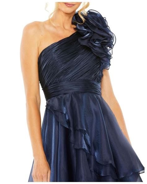 Mac Duggal S Ieena One Shoulder Ruffle Hi Lo Gown In Blue Lyst