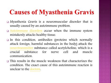 Myasthenia Gravis: Symptoms, Causes, diagnosis and treatment.