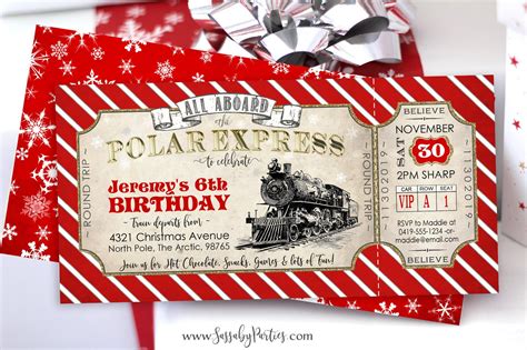 Polar Express Invitation Red Instant Download Partially Etsy