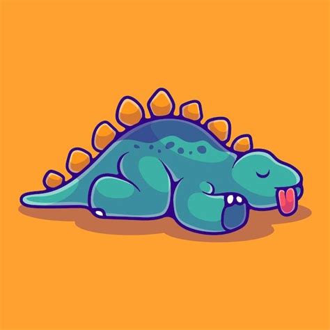 Premium Vector Cute Sleeping Stegosaurus Dinosaur Illustration