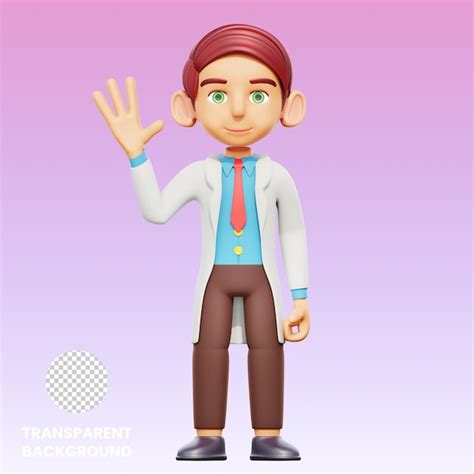 Premium Psd 3d Illustration Male Doctor Hello Gesture
