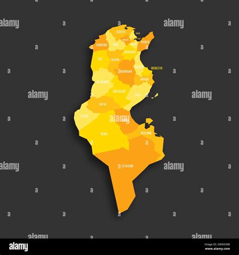 Tunisia Political Map Of Administrative Divisions Governorates