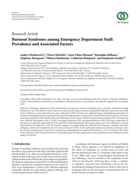 Pdf Burnout Syndrome Among Emergency Department Staff Prevalence And