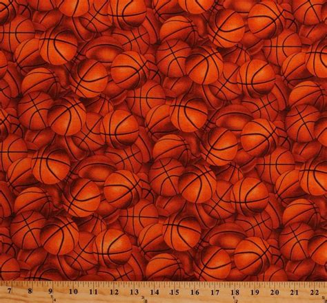 Basketball Cotton Quilting Fabric Sports Collection 221 Orange Etsy