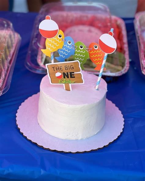 JeVenis The Big One Cake Topper Fishing Cupcake Topper Ofishally One