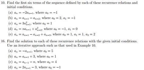 Solved Find The First Six Terms Of The Sequence Defined By Chegg