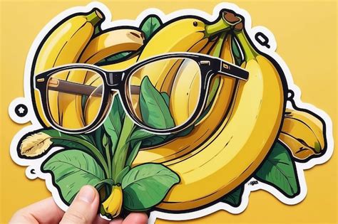 Banana Art Using Glasses Sticker Illustration | Premium AI-generated image