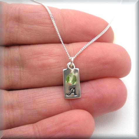 Silver Initial Necklace Birthstone Jewelry Personalized Etsy