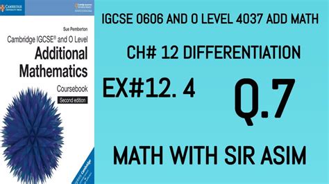 Additional Math IGCSE 0606 And O Levels 4037 Ch 12 Differentiation Ex