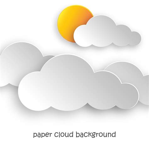 Premium Vector Paper Art Of Clouds And Yellow Sun Vector Illustration