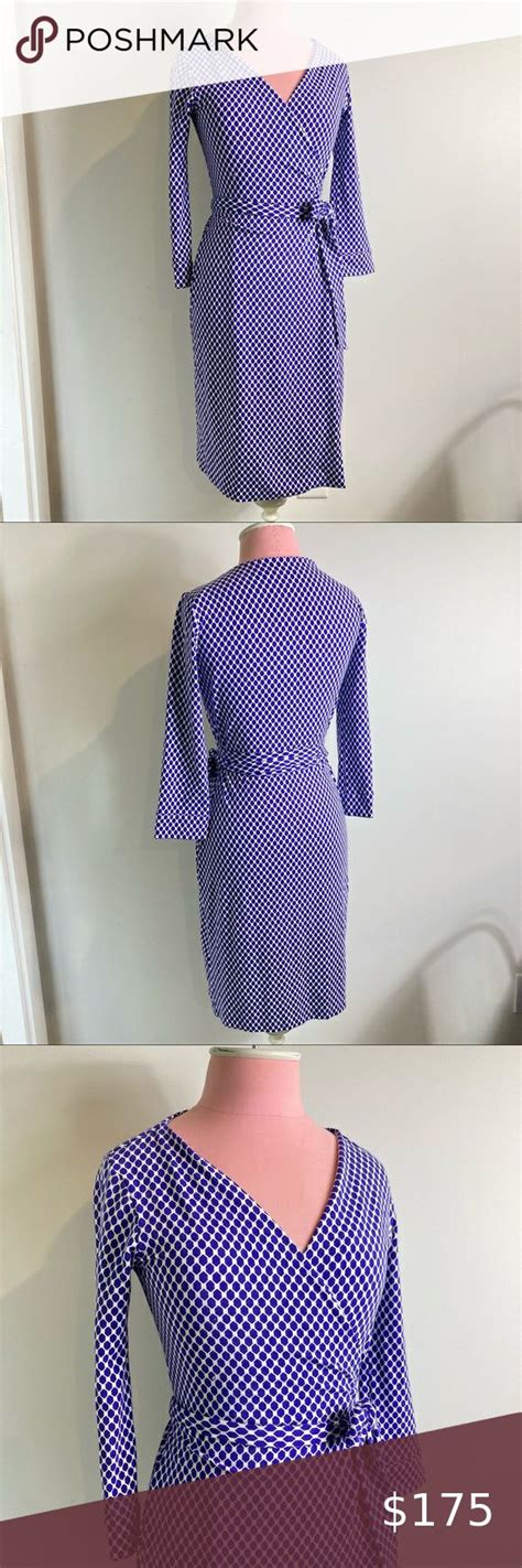 Nwot Diane Von Furstenberg New Julian Two Blue Patterned Wrap Dress