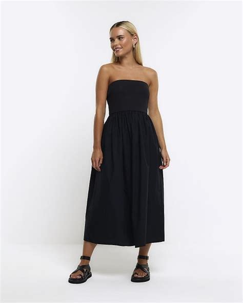 River Island Bandeau Prom Midi Dress In Black Lyst