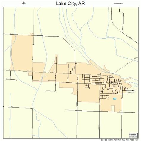 Large Street And Road Map Of Lake City Arkansas Ar Printed Poster Size