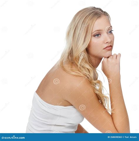 Shes Got That Natural Beauty A Gorgeous Blonde Woman Standing Isolated On A White Background