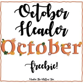 October Header | Calendar | FREEBIE by Under the Willow Tree | TpT