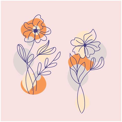 Conjunto Vectorial De Arte Lineal De Flores Silvestres De Doodle De