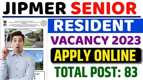 Jipmer Senior Resident Vacancy Apply Online For Post