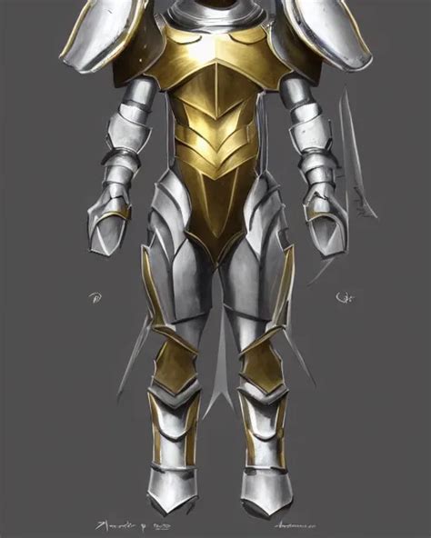 Fantasy Armor Stylish Silver With Gold Trim Fantasy Stable Diffusion