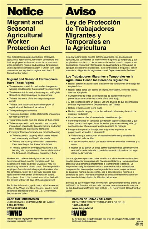 Migrant And Seasonal Agricultural Worker Protection Act Poster