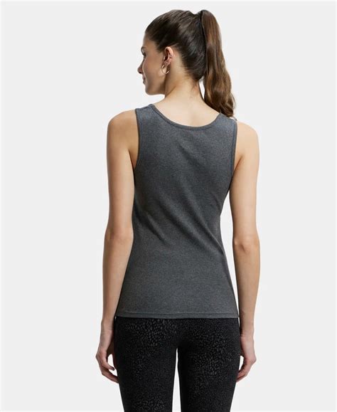 Buy Super Combed Cotton Rib Fabric Slim Fit Solid Tank Top Charcoal