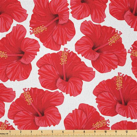 Ambesonne Aloha Fabric By The Yard Microfiber Tropical Summer Flora