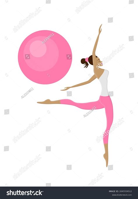 Beautiful Gymnastic Girl Jumping Dancing Ball Stock Vector Royalty