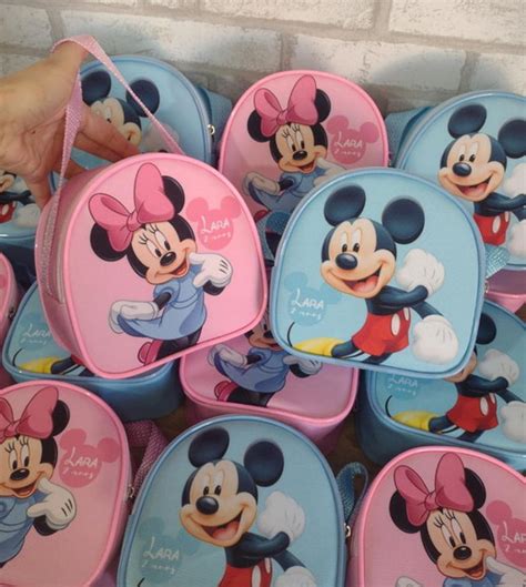 Bolsinha Meia Lua Personalizada Minnie E Mickey Mouse Festa