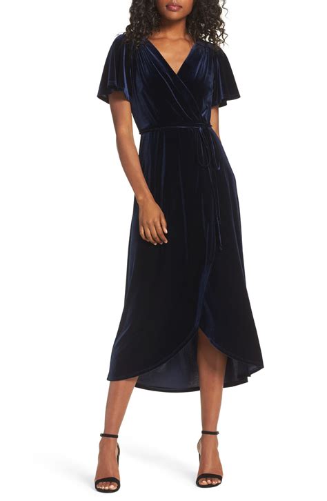 Chelsea28 Velvet Faux Wrap Midi Dress Nordstrom