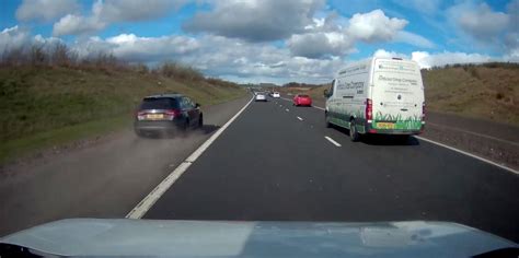 Terrifying Moment Reckless Driver Undertakes Motorway Traffic At