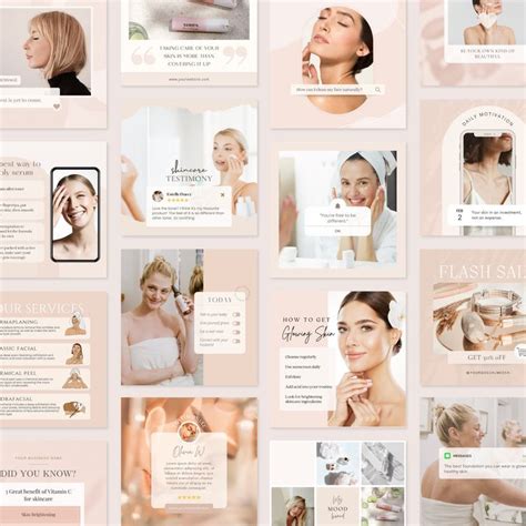 Esthetician Instagram Post Templates Skincare Social Media Skincare