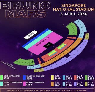 Bruno Mars Singapore Concert Standing Pen Priority Ticket Apr