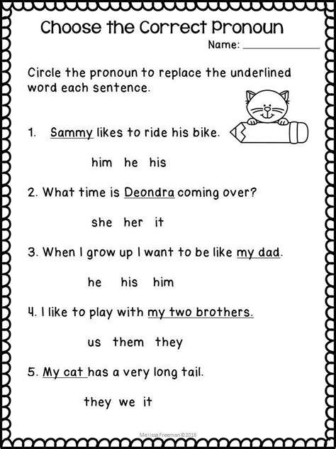 Circle The Correct Pronoun Worksheet