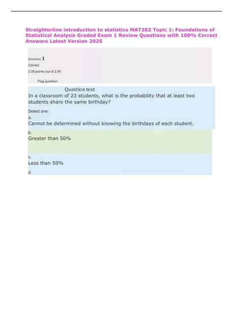 MAT202 Straighterline introduction to statistics Chapter 1: Foundations