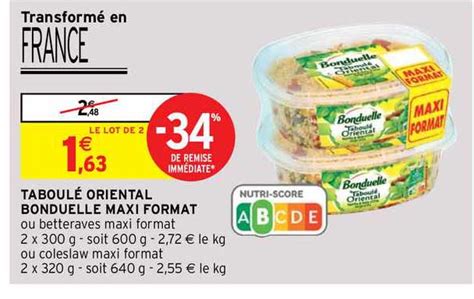 Promo Taboulé Oriental Bonduelle Maxi Format chez Intermarché Contact