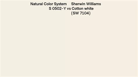 Natural Color System S Y Vs Sherwin Williams Cotton White Sw