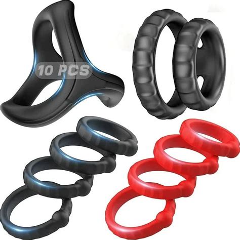 Erotica Penis Ring Set Sex Toys For Men Amortoy 10 PCS Mens Cock Rings Penis Sleeve Shaft For