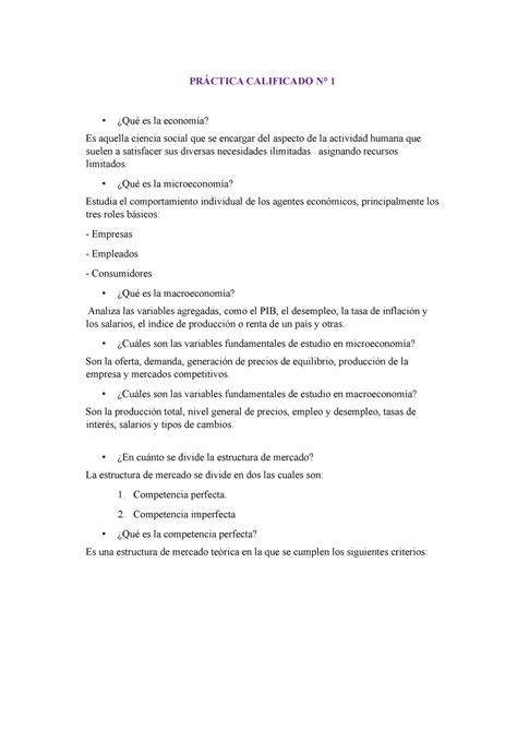 Practica Calificada N 01 PRÁCTICA CALIFICADO N 1 Qué es la